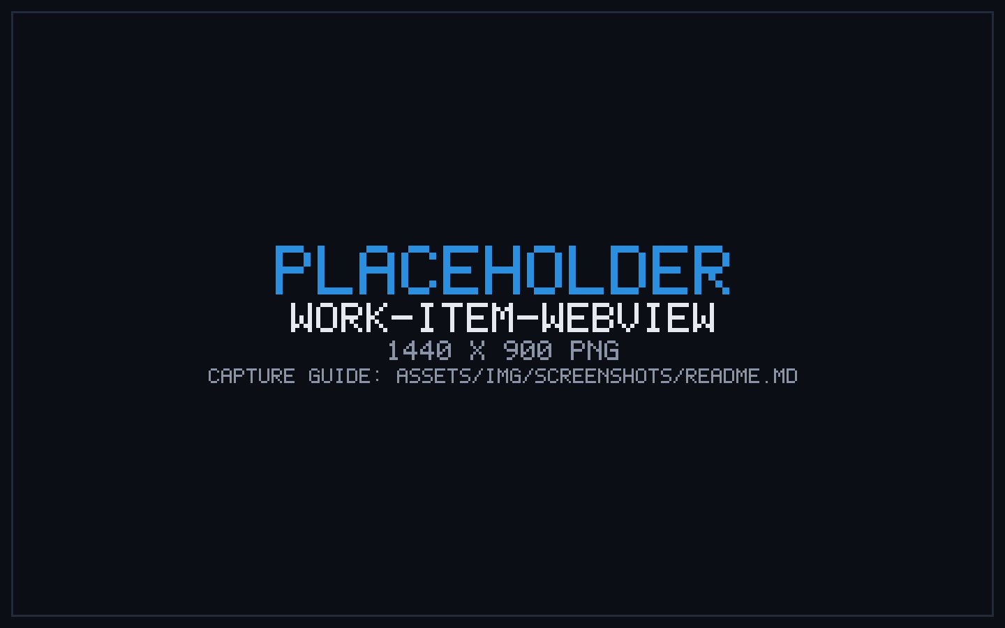 Work item webview in the editor showing the description, acceptance criteria list and discussion comments.